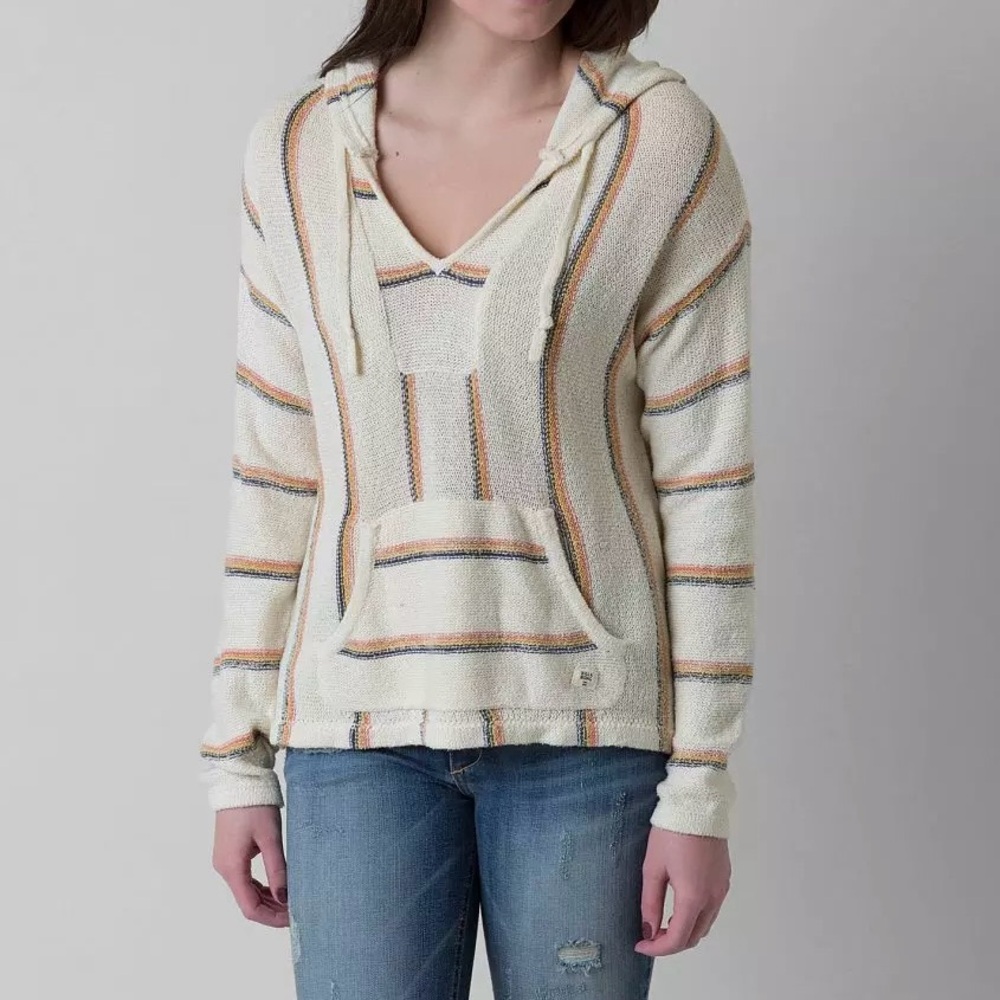 Billabong Beach Bonfire Striped Knit Hoodie Size M - Picture 2 of 6